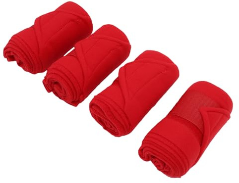 Luqeeg 4 Vendas Protectoras para Patas de Caballo, de Forro Suave, para Montar a Caballo, con Correas Elásticas y Cierres Táctiles para un Ajuste Estable (Rojo)