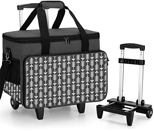 Yarwo Staccabile Borsa Trolley per Macchina da Cucire, Borsa per Macchina da Cucire con Tavola di Legno per Sostenere Il Fondo, Adatto per la Maggior Parte delle Macchine da Cucire Universali