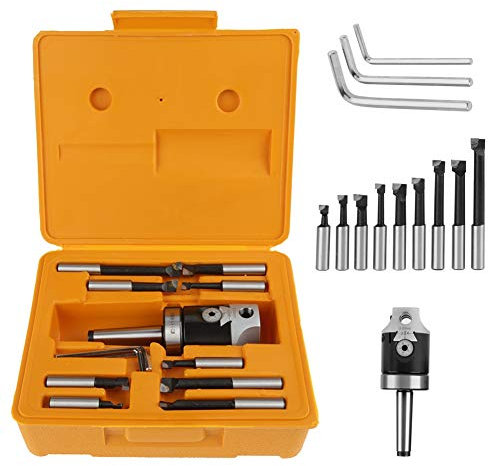 Boring Head, MT2 -M10 F1-12 50mm Boring Head Set with 12mm Hole Accept + 9pcs Boring Carbide Tips with 12mm Shank Boring Tool Set for Milling Machine