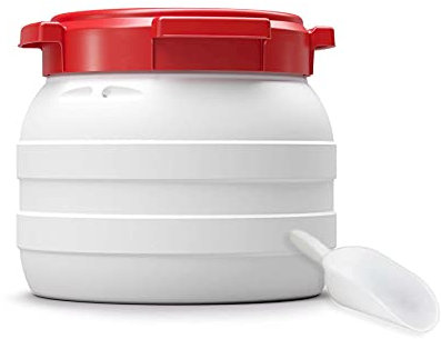 DIE BOX FABRIK Futtertonne für Tierfutter mit Deckel & Schaufel | Große Öffnung | Tierfutterbehälter | Futtercontainer | Futterbox | HDPE | Top-Qualität (10 Liter)