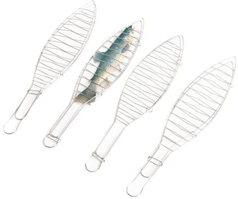 Trend Line Fischbräter 4er-Set Edelstahl 42 cm Fischhalter Fischwender Fischgrill