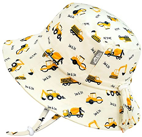 Jan & Jul Cappello da Sole per Bambino, Traspirante e 100% Cotone (Taglia: 6-12 Anni, Piccoli Scavatori)