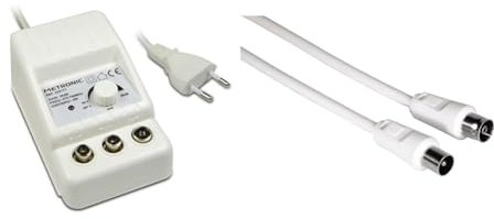 Metronic - 332177, Amplificador de Antena de TV Interior para Canales de TDT, Compatible con 4G/5G & Hama 011900 - Cable de Antena, 1,5 m, Color Blanco