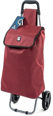 Carrellino Spesa Pieghevole 50L Rosso Rubino Mèlange – Shopping Trolley con Ruote Resistenti, Borsa Richiudibile Impermeabile, Leggero e Robusto con Manico Ergonomico
