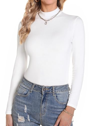 Aottori Camiseta Cuello Alto Mujer Manga Larga Basica Ropa Interior Algodón con Cuello Vuelto Slim Fit Ligera Térmica Otoño Invierno