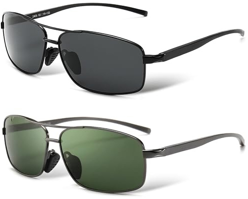 SUNGAIT Ultra Lightweight Rectangular Polarized Sunglasses Men UV400 Protection SGT458HH-QMLV-8