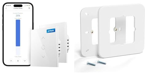 Bundle of Meross Interruttore per Tapparelle WiFi, Interruttore WiFi per Tenda and Placche a Parete per Scatola 503, Copri Cassetta per Scatola 503, 12CM×12CM, Compatibile con Apple HomeKit, Alexa