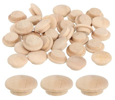 QUARKZMAN 40 st tryckknappar i trä, 12 mm/0,47 tum Hål pluggar hårt trä träpluggar hålpluggar träskruvar för möbelbearbetning träbearbetning hantverk (18 mm x 12 mm)