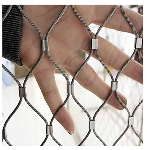 VXHCS 304 Edelstahl-Seilnetz, Maschenloch 10cm, Sicherheitsnetz Treppenschutzzaun 1,5mm/2mm Edelstahl-Maschendraht, Gartenzaun (10cm/2mm,0.8x9m)