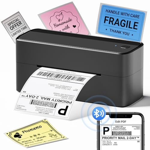 Phomemo 241BT Stampante Etichette Adesive, Bluetooth Stampante Termica Etichette Spedizione 4x6, Etichettatrice per Piccole Imprese, Compatibile con Amazon, DHL, Etsy, DPD, UPS, Ebay, Shopify, Nero