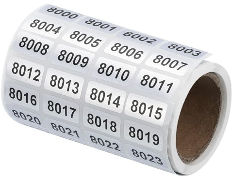 sourcing map Consecutive Number Stickers, 8001-10000 Inventory Label Numbers Self Adhesive Waterproof Labels Tags for Storage Organizing Moving Box Labeling Business Supplies, Silver