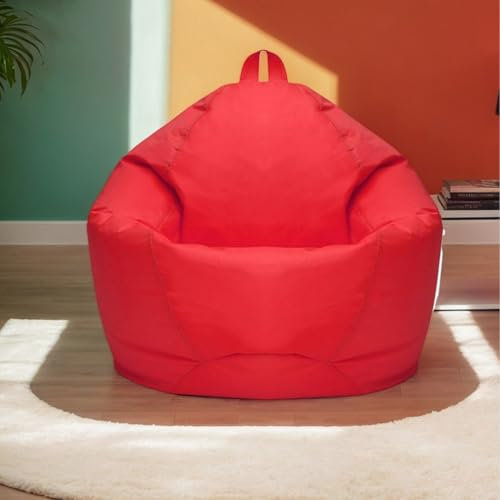 HORLSKI Sitzsack-Bezüge Große Birnenform Sitzsack-Stuhl Wasserbeständig Ohne Futter Und Füllstoff Aus Polyester Für Wohnzimmer Und Garten Geeignet,Rot,70 * 80 cm