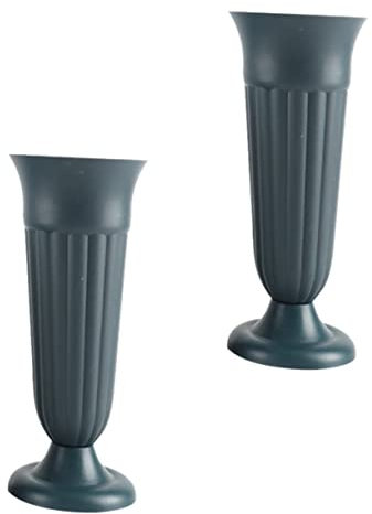 Garneck Vasi a Cono Funerario in Plastica Pp Verde, Set Da 2 Vasi Paletti Per Fiori Da Cimitero e Giardino, Resistente Per Fiori Freschi e Artificiali, Adatti a Tombe e Aree Esterne Decorativa