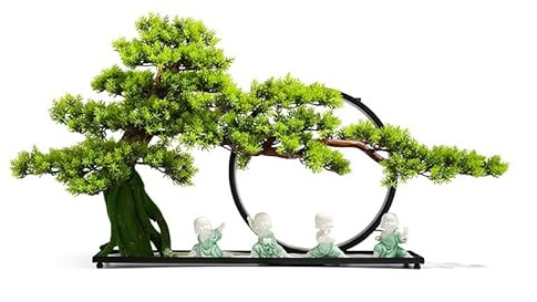 Simulering Träd Krukväxt Simulering av välkomnande talldekorationer vardagsrum veranda dekoration zenlampa ring stenparti bonsai thuja bas Konstgjorda Bonsaiträd(A)