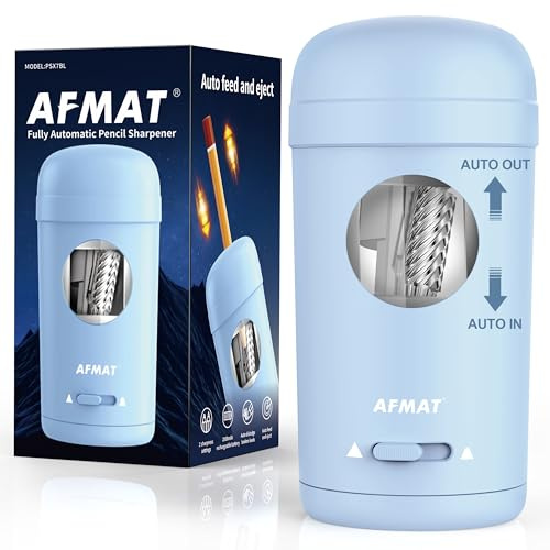 AFMAT Sacapuntas con contenedor,Sacapuntas portátil,Sacapuntas,Azul