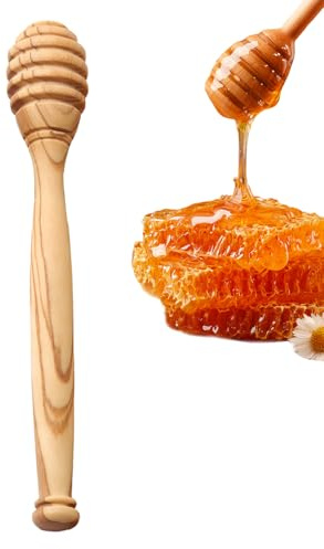 Cucchiaio da miele - Agitatore in legno di ulivo naturale da 16,3 cm, per pioviggini, pancake, caramelle, tè, caffè, vacanze, pranzo, Halloween, autunno, cibo, feste, cucina