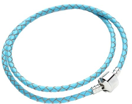 WENH 12 färger dubbelskiktat flätat läderarmband passar original charmarmband smyckestillverkning for kvinnor och män(Blue)