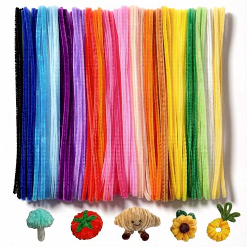 Coloured Pipe Cleaners for Craft About 100 Pack, 30cm Long Fuzzy Sticks for DIY Projects Soft and Flexible Creative Crafts Atrs DIY Flowers Projects Decorations