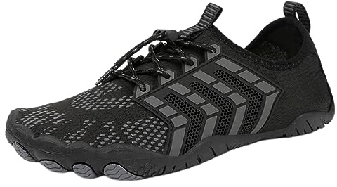 Eauptffy Zapatos de agua transpirables para hombre, ligeros, para la playa, para nadar, con orificio de drenaje, para exteriores, para fitness, deporte, para trailufschuhe clásicos, para surf, O negro