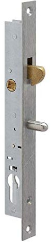 METALUX Série 28 - Serrure à encastrer 1 point à fouillot et mentonnet pour portes coulissantes métalliques coffre 28mm x 105mm