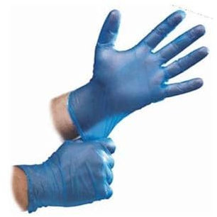 G4GADGET Vinyl Gloves | Disposable Gloves Powder & Latex Free | Food Safe, Cleaning, Kitchen, Hair Dye, Cooking, Gardening Use (Blue, 100 Pack (Medium))