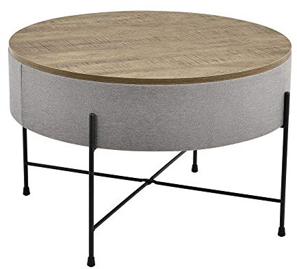 [en.casa] Couchtisch mit Stauraum Rund in Holzfarben Beistelltisch Lampentisch Nachttisch Sofatisch