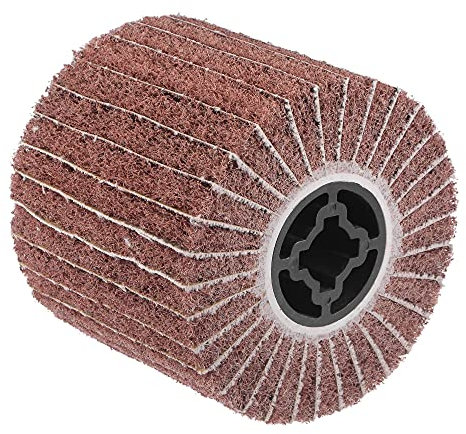 sourcing map 120mmx100mm Non-Woven Polishing Burnishing Wheel Abrasive Cloth Nylon Wire Drawing Flap Wheel 80 Grit for Stainless Steel Metal