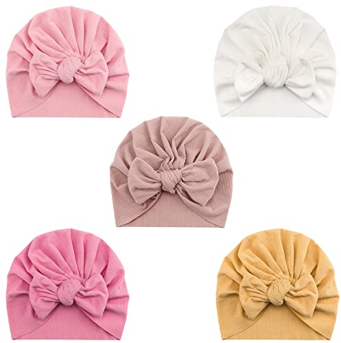 DRESHOW 5 PCS Sombreros y Gorras para Bebés Niño Niña Infantil Turbante Niño Bebé Nudo Sombrero Beanie Gorro