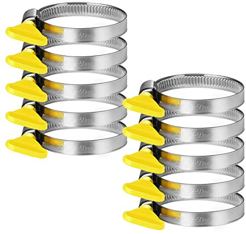 Noosverl 10 Pack colliers de serrage en Acier Inoxydable, Collier de Serrage Tuyau, Clip de tuyau Pour piscine, machine à laver et jardin 32-50 mm
