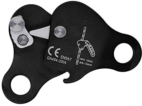 Kletterseil Greifer, Aluminiumlegierung selbstverriegelnde Fallschutz Sicherungsgerät für 8-13mm Seil, 5kN Belastbarkeit, Klettern Ascender für Outdoor-Klettern Bergsteigen Rettung (Schwarz)