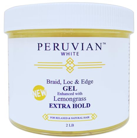 Peruvian white Braids N Lox Braid, Loc & Edge Braiding Gel EXTRA HOLD for Relaxed & Natural Hair, 2 LBS. (Lemongrass)