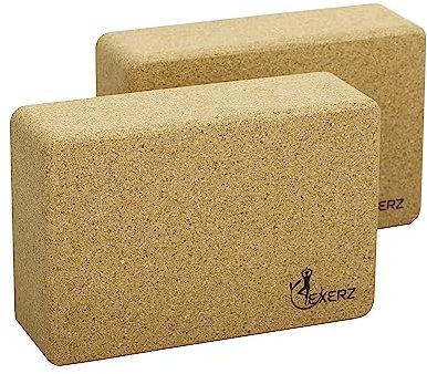 EXERZ Kork Yoga-Blöcke 2 Stück – Fitness-Steine, rutschfest, extrem hohe Dichte, fest und schwer