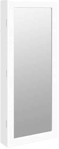 vidaXL Armoire à bijoux avec miroir et éclairage LED mural blanc, armoire à bijoux, organisateur de bijoux, armoire à bijoux avec miroir