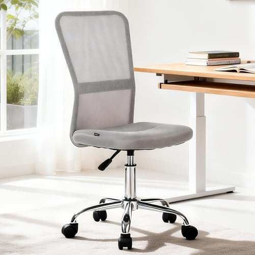 Mingone Silla de Oficina ergonómica de Malla, Altura Regulable, giratoria 360°, con Soporte Lumbar, soporta hasta 150 kg, Gris