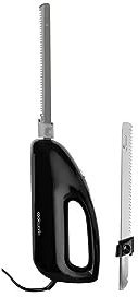 Martin Mart Cookworks - Coltello elettrico a 2 lame in acciaio inox, con pulsante di protezione per le dita, rimozione sicura della lama, colore: nero