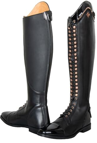 Imperial Riding Olania Dressage Bottes d'équitation Noir laqué Rose Regular/Regular, Fleur noire., 39 EU