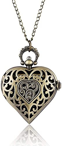 GeRRiT Reloj de Bolsillo, Reloj de Bolsillo Hermoso Colgante en Forma de corazón para Mujer Dama Chica Novia Esposa CollarReloj de Bolsillo Relojes de Enfermera