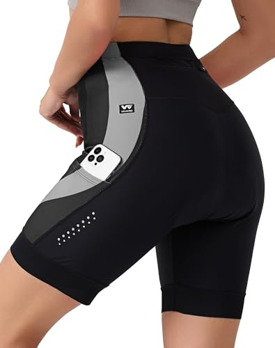 VeloVibe Radhose Damen Mit 4D Sitzpolster, Fahrradhose Gepolstert Atmungsaktiv Stoßfest, Kurz Mit Taschen, Radlershorts