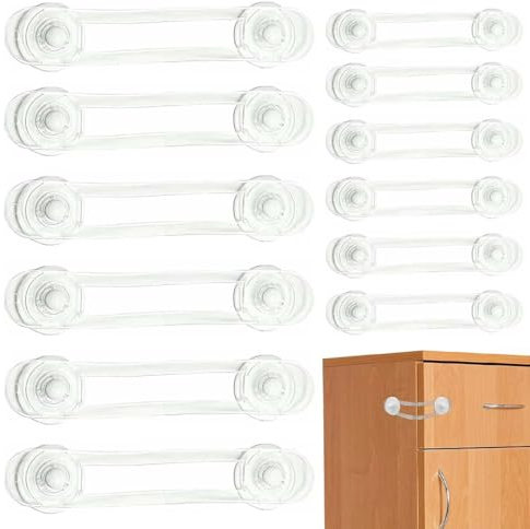 AUEFUDQ 12 Stück Kindersicherung Schrank, Schubladensicherung, Schranksicherung Kinder, Kühlschrank Kindersicherung, Schubladen-Sicherheitsschloss, Kleinkinder Sicherheitsschlösser für Möbel, Küche