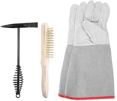 sourcing map Lot de 3 marteaux de soudage de 28,7 cm avec poignée à ressort hélicoïdal, brosse métallique en acier de soudure de 27 cm et gants de soudure de 40,6 cm