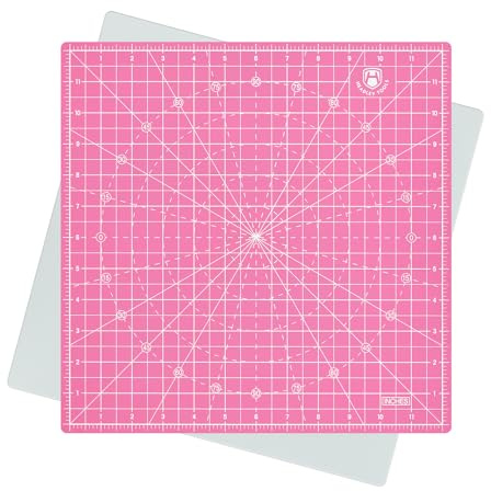 Headley Tools 12x12 Rotating Cutting Mat, Self Healing Mat with 360-Degree Rotation & Anti-Slip Base, Sewing Board Cutting Mat Perfect for Fabric Quilting Leather Hobby Project,Pink
