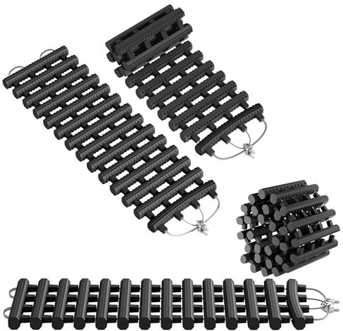 VANCHEMO Auto Anfahrhilfe 2 x Offroad Sandbleche Traktionshilfe Gummi Traktionsmatte Set Traktionsmatte mit Wellen Riffel Recovery Board Tracks Traction Mats Anfahrmatte für Schnee, Schlamm (80cm)