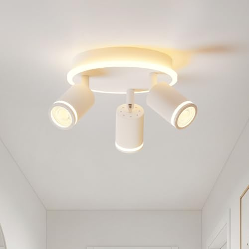 LVWIT Ceiling Light Fitting,Bedroom Lights Ceiling,3 Way Spot Lights Ceiling,Adjustable White Ceiling Light,Kitchen Lights Ceiling,Spotlight Bar Lighting,Spotlights Ceiling Lights (GU10 base,NO Bulbs)