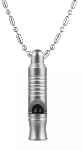 KeyUnity KA56 Silbato, Silbato de señal, Silbato Fuerte de Emergencia, silbatos de Titanio, Silbato de Metal de Emergencia con Llavero y Cadena, Silbato de árbitro al Aire Libre de Supervivencia de
