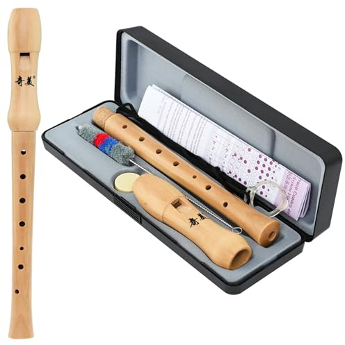 DRERIO Flauta dulce de madera con 8 agujeros, flauta dulce soprano, para niños, madera para adultos, niños, principiantes