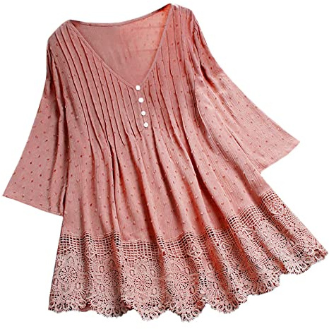 Blusas bohemias de gasa para mujer, túnica bohemia, campesina, manga 3/4, bordada, con estampado floral, para verano, estilo indio, con volantes frontales, para mujeres mayores, casual, talla grande