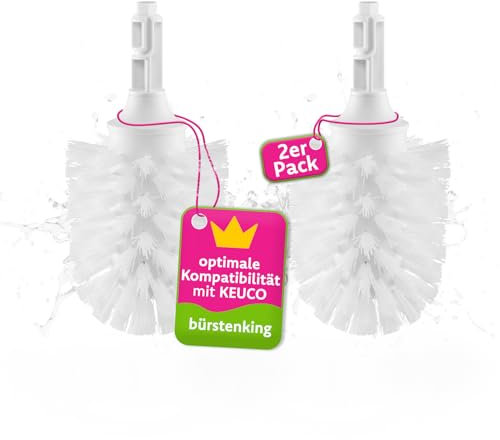 Bürstenking WC Ersatzbürstenkopf, 79 mm, Toilettenbürstenkopf Set passend für Keuco WC-Garnituren, Borsten Ersatzklobürstenkopf, 2 Stück, weiß
