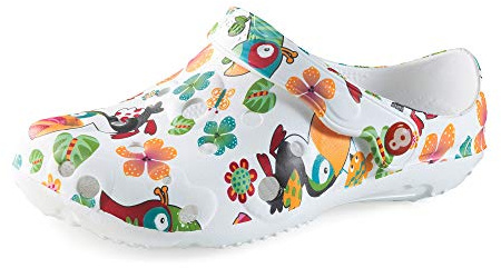 Schu'ZZ - Bedruckte Globula – Damen-Clog aus Kunststoff – bequem, leicht, sehr robust – CE-zertifiziert – für Zuhause und Aktivitäten im Freien, Tukan, 38 EU