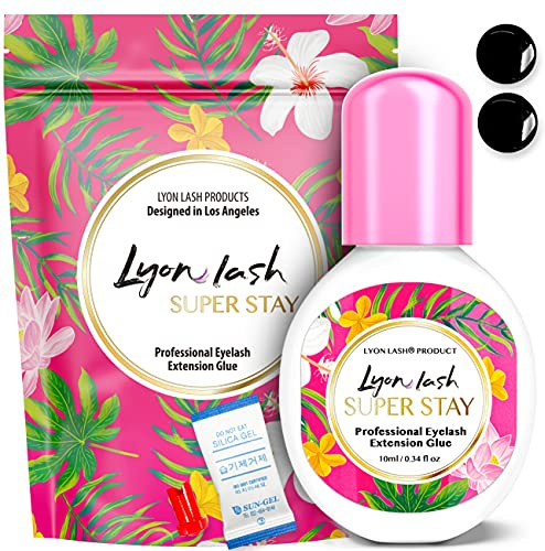Lyon Lash Super Stay 10ml Eyelash Extension Performance Glue | 0.5 Sec Dry Time | Up to 8 Weeks Retention | Black Adhesive Supplies for Professional Use