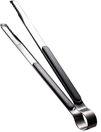 Pinzas de Cocina para Cocinar, Boca de Dientes, Pinzas para Barbacoa de Acero Inoxidable Sólidas Fáciles de Limpiar para Alimentos (Negro)